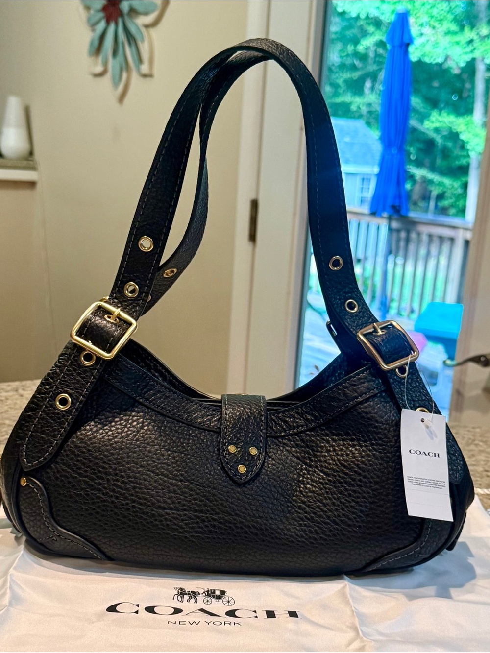 Coach drifter 31 Black Pebbled Leather Shoulder Bag - Picture 5 of 16